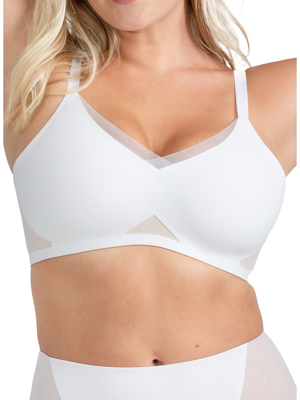 NWT Honeylove Liftwear Crossover Bra Neutral Sheer Comfy XL
